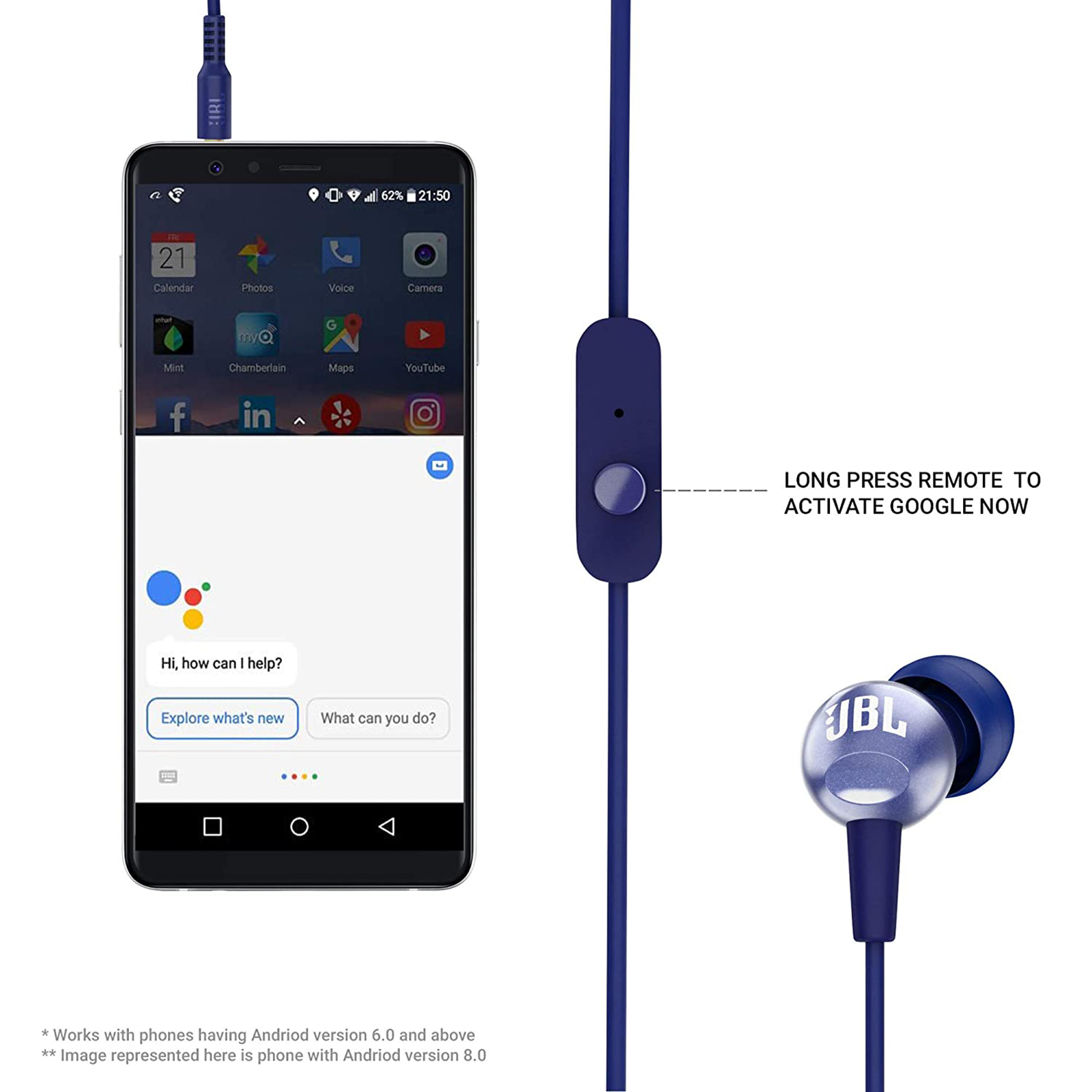 Buy JBL C200SI Wired Earphone with Mic In Ear Blue Online Croma